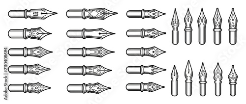 Collection of Vintage Nib Pen Tips and Holders