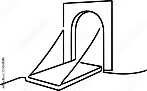 фотографія Minimalist line art bookend holding a book, modern design, clean white backgroun