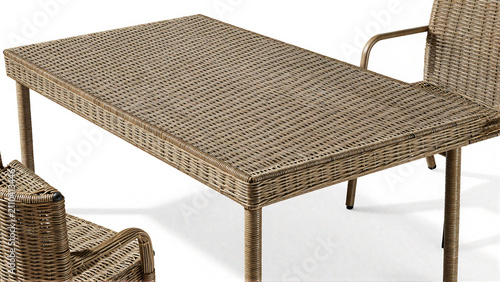 Wicker patio furniture set, table and chairs