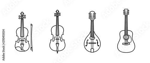 Fotografie Hand-drawn String Instruments Collection