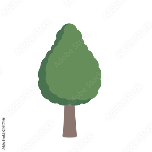 Green tree flat vector icon. Simple deciduous tree illustration for nature design projects.
