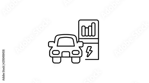 Minimalist outline animation of car charging area station drawing on and fading out. Features a clean pop up style in 3 color setups.