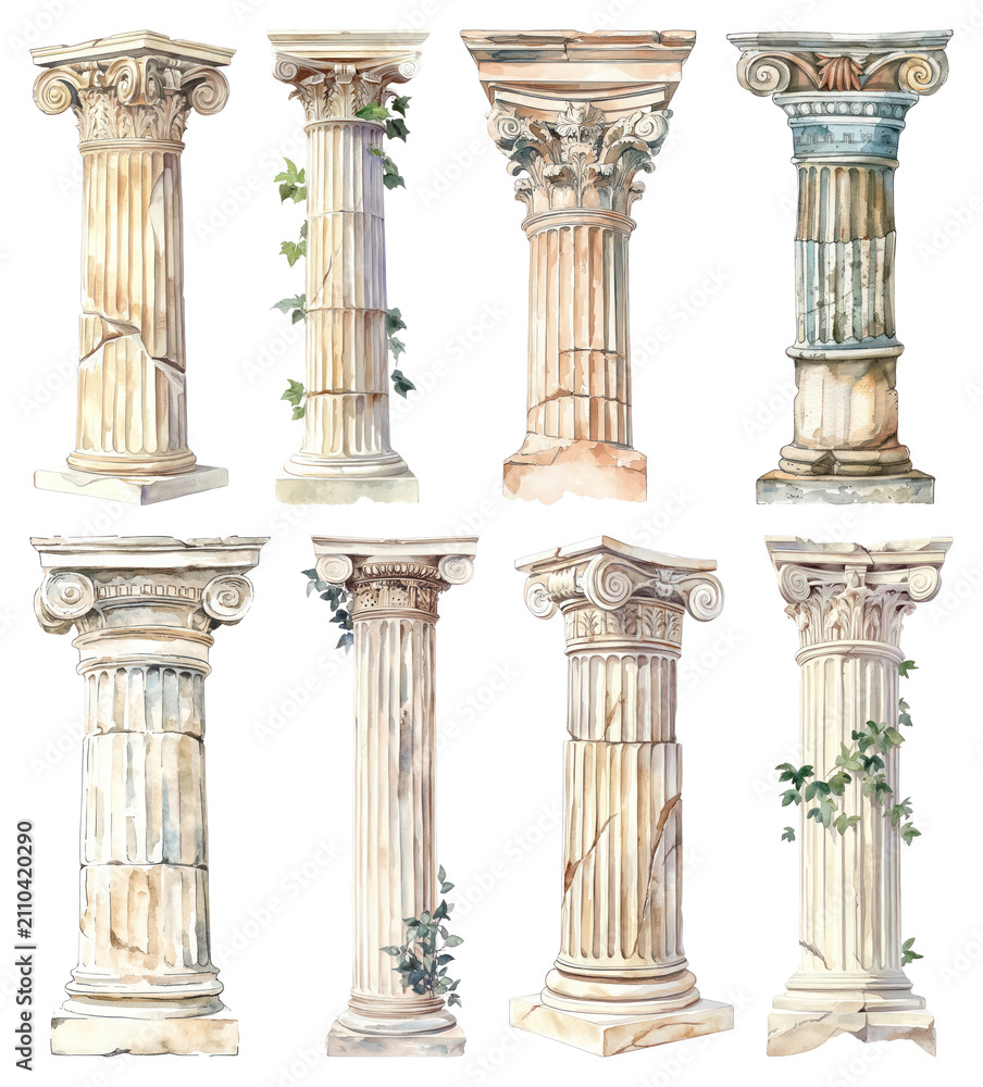 Obraz premium PNG Vintage architectural column illustrations on transparent background