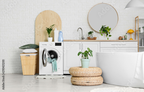 Modern bathroom interior wi...
