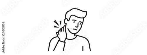 Quadro su tela Person suffering from neck pain line art illustration with soreness