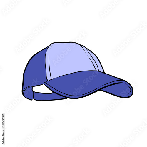 Cartoon illustration of a blue baseball cap hat on transparent background