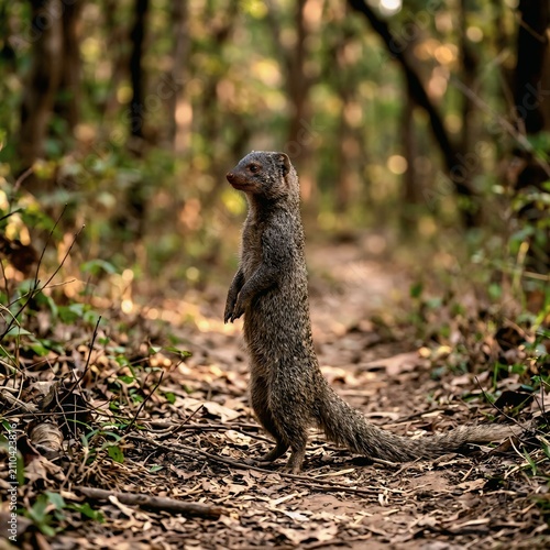 Indian Grey Mongoose on Forest Trail