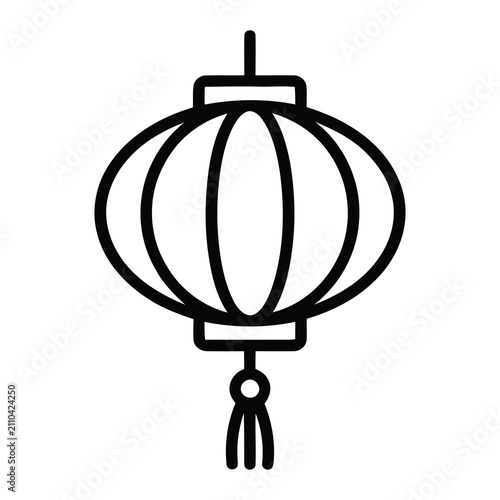 Fotografie Simple Outline Drawing of Traditional Asian Lantern with Tassel Decoration