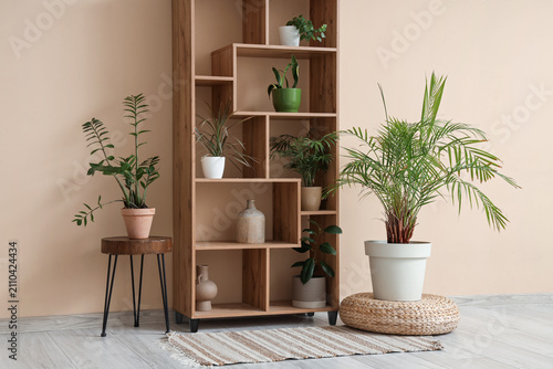 Stool, pouf, wooden rack an...