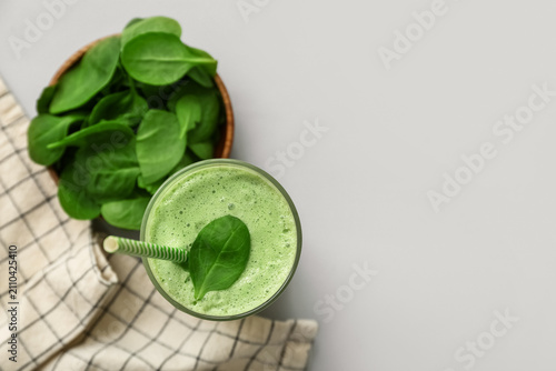 Glass of fresh spinach smoo...