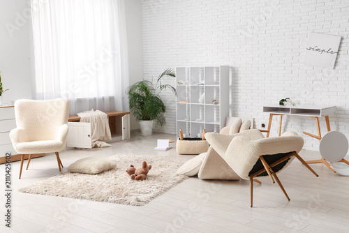 Interior of messy living ro...