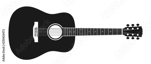 Fotografía Black Acoustic Guitar Silhouette Isolated