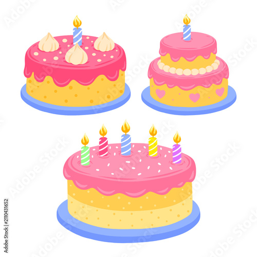 Birthday Cake Icon Set Bundle Sticker Illustration