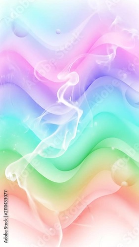 Abstract pastel waves background with soft glowing smoke and light effects