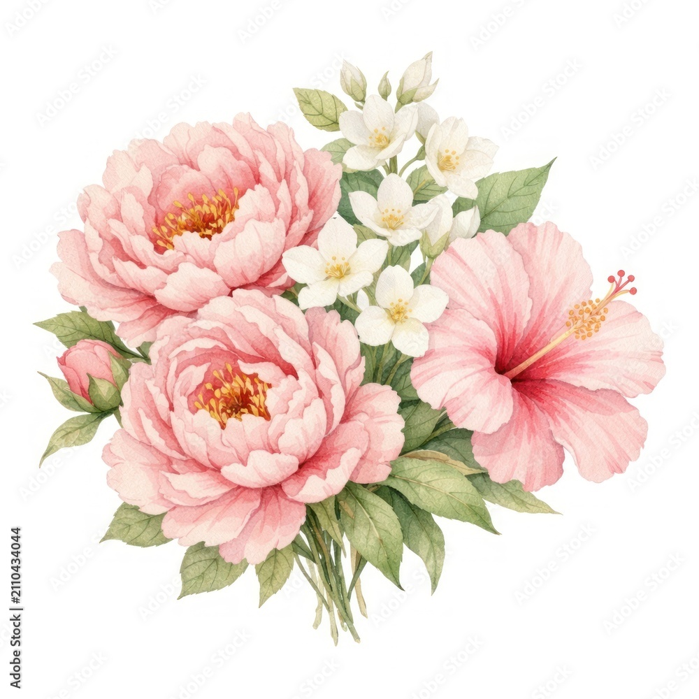 Obraz premium Delicate floral watercolor bouquet illustration.