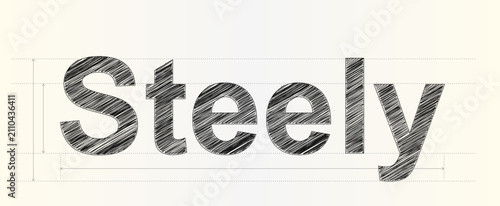 Fotografie Artistic word design showing steely written with a pencil sketch texture and tec
