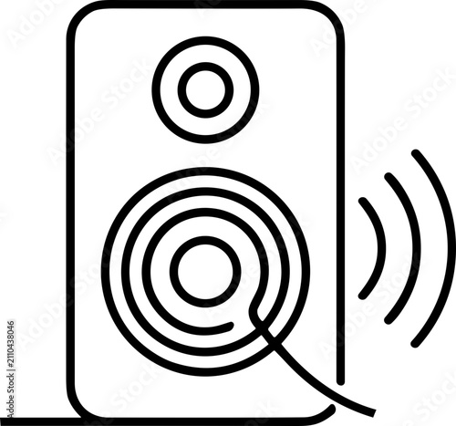 Fotografija Minimalist icon of a speaker emitting sound waves, simple line art design