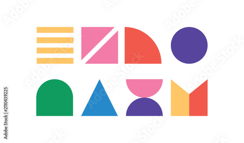 Illustration set geometric shape retro unique abstract