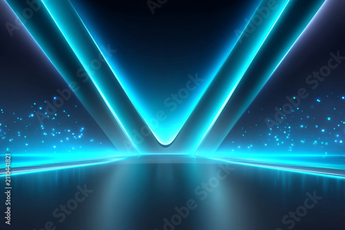 luminous blue V-shaped light band