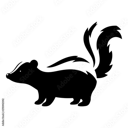 Fotografie Silhouette of a Curious Ferret with Fluffy Tail.