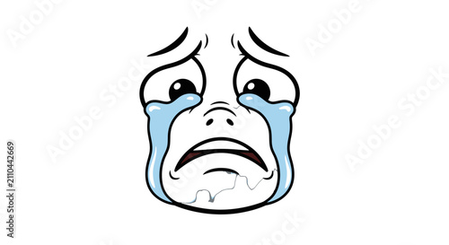 Foto A cartoon illustration of a distressed face with tears streaming down, conveying sadness and despair