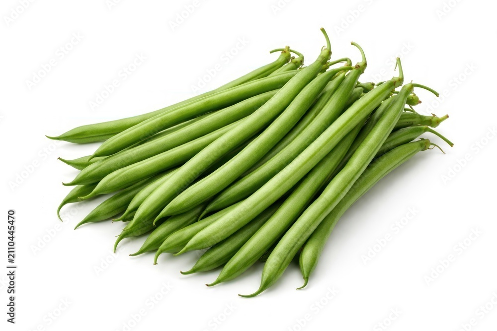 Fototapeta premium Fresh green beans on white