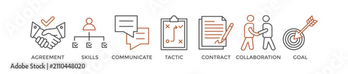 Fotografie Negotiation banner web icon vector illustration concept for business deal agreem