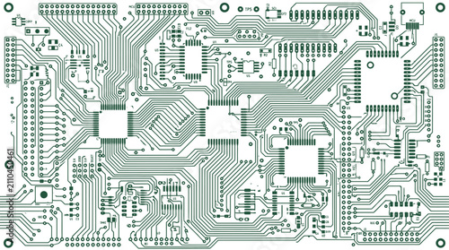 Detailed Electronic Printed Circuit Board Schematic Pattern