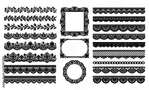 Vintage Floral Lace Border Vector Collection for Wedding and Textile Design