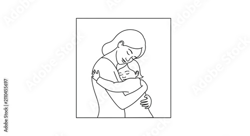 Mother Embraces Child with Love Illustration