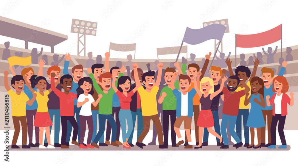 Fototapeta premium Excited fans cheering and celebrating together in a sports arena