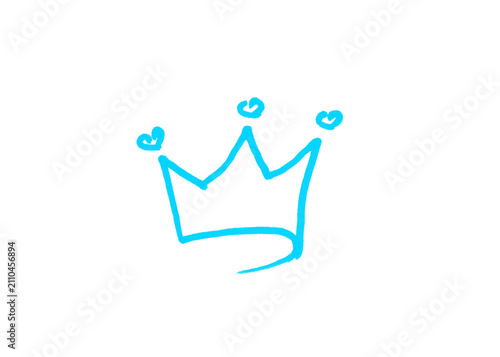 Fotografie Simple royal crown sketch with small hearts monarchy minimalist illustration aut