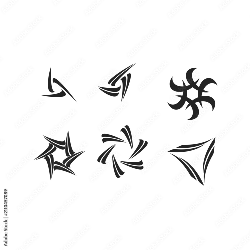 Fototapeta premium Abstract Black Graphic Design Elements Set for Logos and Tattoos