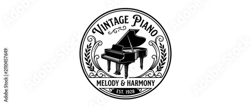 Canvastavla Vintage Grand Piano Logo Emblem