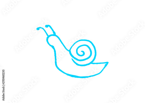Fotografie Minimalist hand drawn line art sketch of a cute garden snail with creature illus