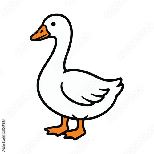 Canvas Print Simple white goose duck cartoon illustration isolated on white background