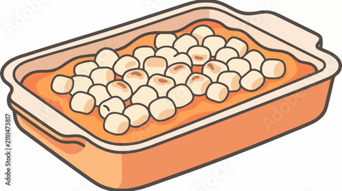 Sweet Potato Casserole Marshmallow Line Art Icon