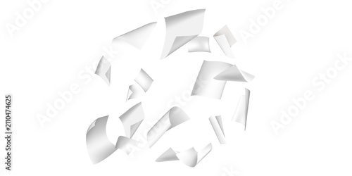 Canvastavla Scattered white papers in a dynamic formation against a bright backdrop on trans