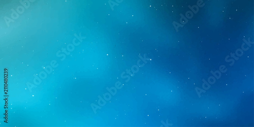 Abstract Blue Christmas Background with Glowing Snowflakes, Floating Bubbles, Winter Light Particles and Starry Sky Texture for Holiday, Underwater and Festive Design Concepts