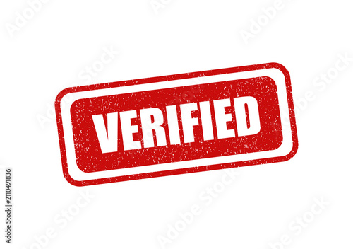 Red grunge rubber stamp with the word verified inside a rectangular frame isolated on transparent background