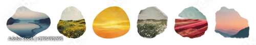 Panel kuchenny z motywem PNG Abstract nature landscape collage art on transparent background