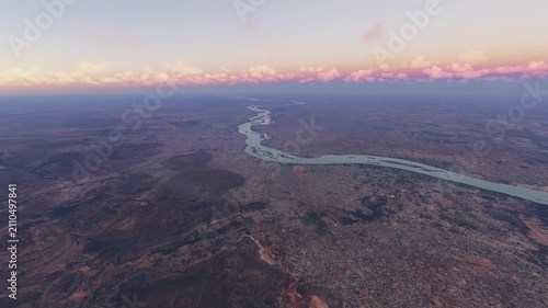 Sunset aerial shot of Bamako. Mali