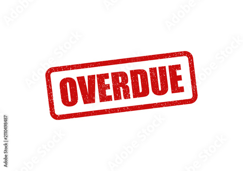 Red rubber stamp with the word overdue isolated on a simple plain background isolated on transparent background