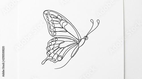 Black and white butterfly line insect
