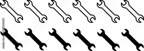 Tableau sur toile Wrench and spanner vector icon set.