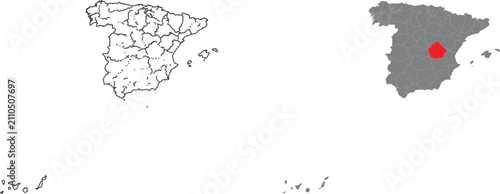 Фотография Map of spain with highlighted cuenca province region illustration