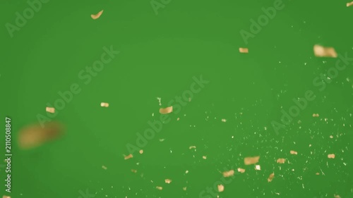 Luxury Golden Confetti Burst on Green Screen Chroma Key