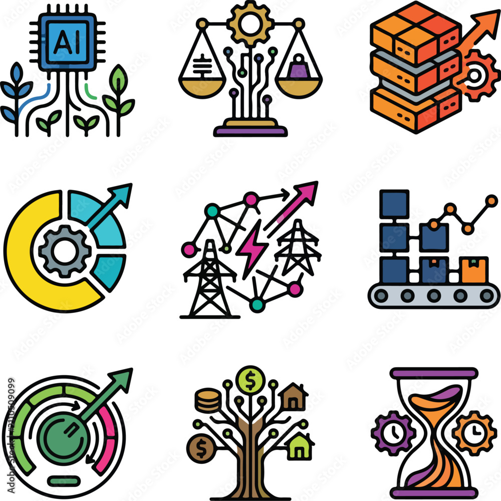 Fototapeta premium Suited for fintech dashboards, cloud infrastructure optimization services, and enterprise resource planning (ERP) systems utilizing autonomous AI.