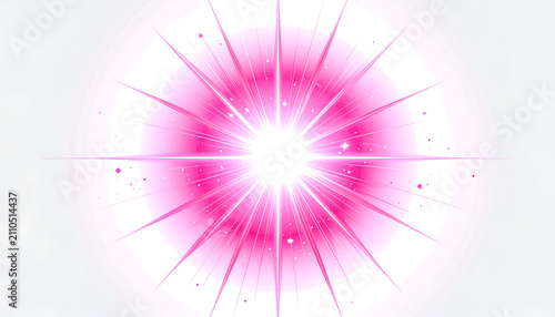 Bright Pink Light Burst with Radiating Lines and Sparkles
