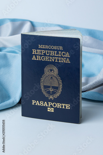 Fotografie Argentine passport in a light blue and white background